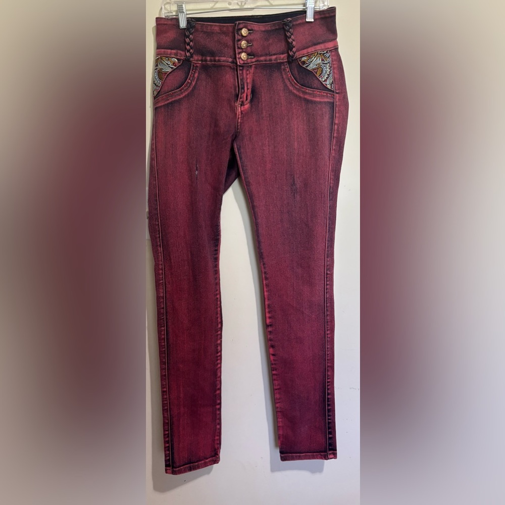 Tush Push Elegant Women's Red Skinny Jeans (Columbian jeans)